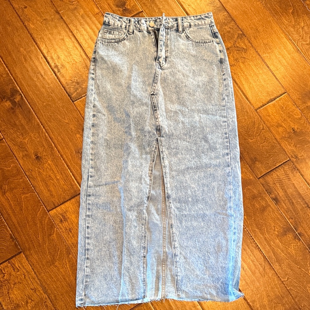 Amazon Light Blue Denim Maxi Skirt